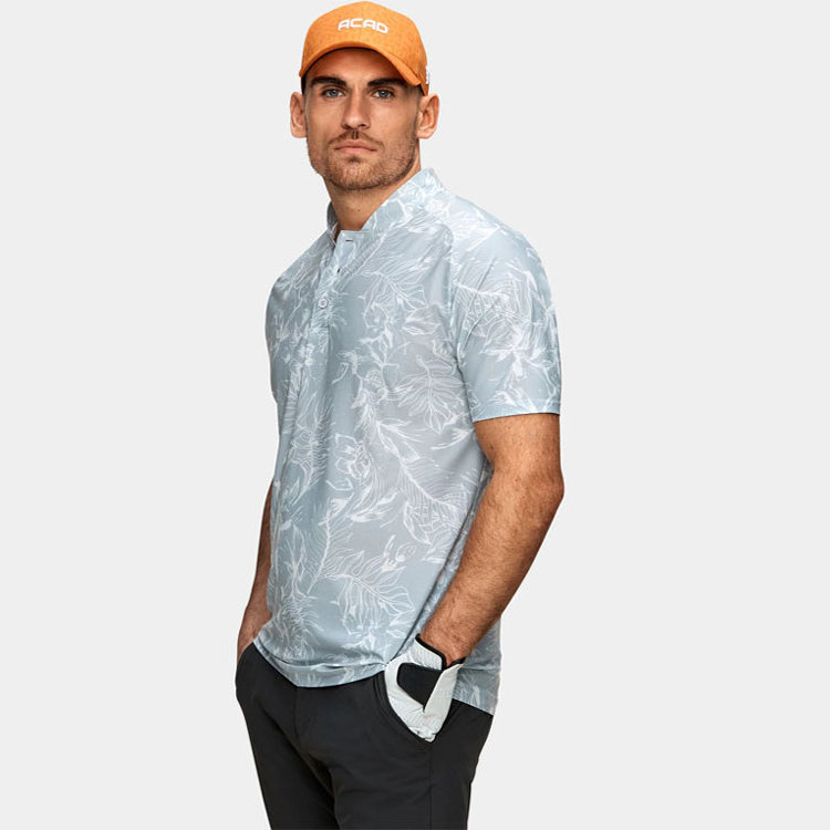 High quality sublimation golf shirt digital full print sublimation collarless polo t shirt