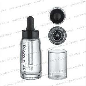 Winpack Silk Printing  Essential Oil Bottle Clear Matte Cosmetic Dropper Bottles With Shiny Black Collar