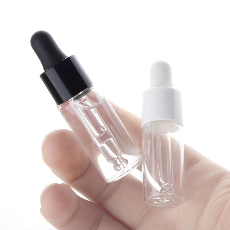 1.5ml 2ml 3ml 5ml 6ml Clear Glass Dropper Bottle with White Cosmetic Packaging Screen Printing Customized Provided Personal Care