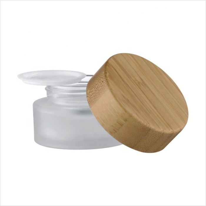 30g 50g 100g glass bamboo cosmetic packaging glass jars with lids cosmetics cream packaging