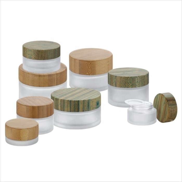 30g 50g 100g glass bamboo cosmetic packaging glass jars with lids cosmetics cream packaging