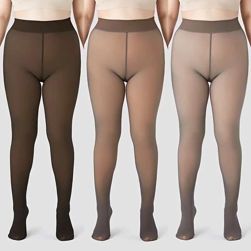 Wholesales Plus Size Fleece Lined Stocking Pantyhose Winter Warm Leggings Panty Thermal Fake Translucent Tights For Women