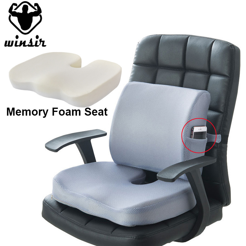 Memory Foam Seat Cushion Lumbar Pillows Back Support Home Car Office Chair Pad Mat Pain Stress Relief