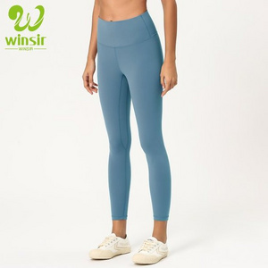 Wholesales Us Size Women Align Naked Soft Camel Toe Free High Waist Nylon Fitness Gym Yoga Pants Leggings with Inner Pocket