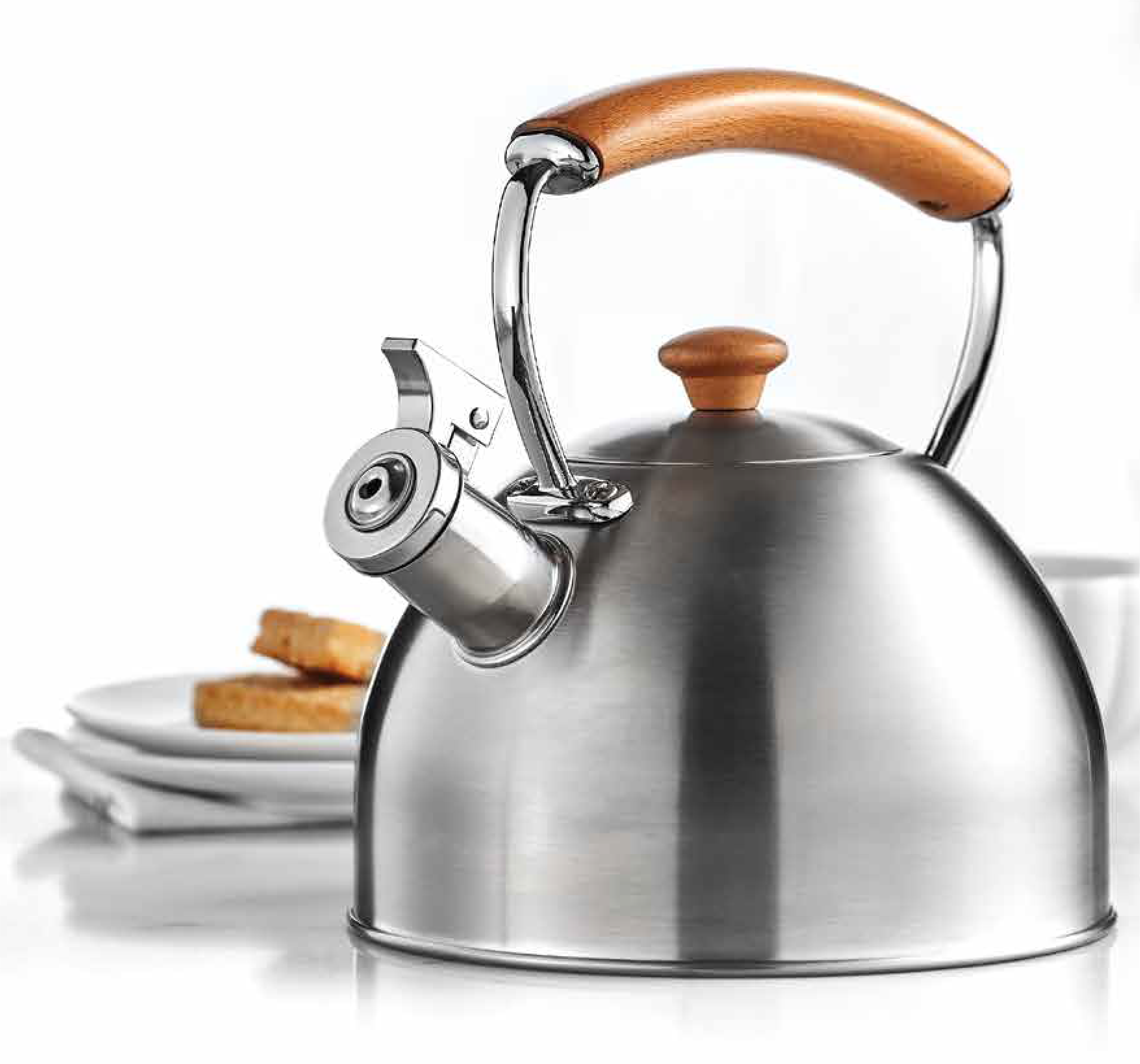 Metal Rose Black Whistle Tea Kettle with Soft Handle  Stovetop Kettle with Stainless Steel Construction