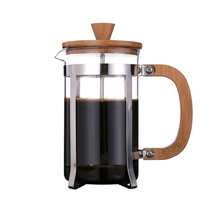 Hot Sale Bamboo Coffee  french press Glass Material and Coffee & Tea Sets Drink ware Type French Press Coffee Maker