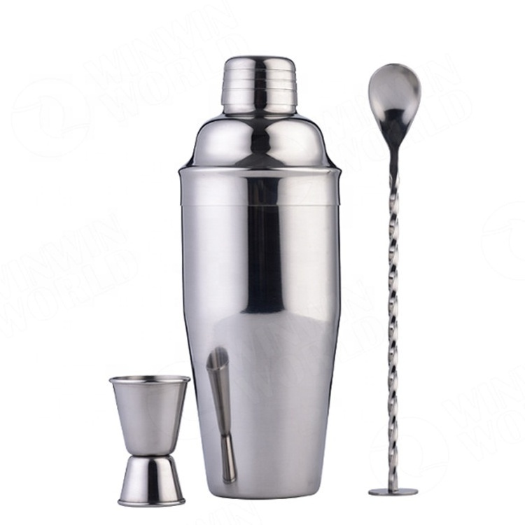 Cocktail Shaker Bar Set-Margarita Mixer Drink Shaker and Measuring Jigger & Mixing Spoon Set-Stainless Steel Bar Tools Built-in