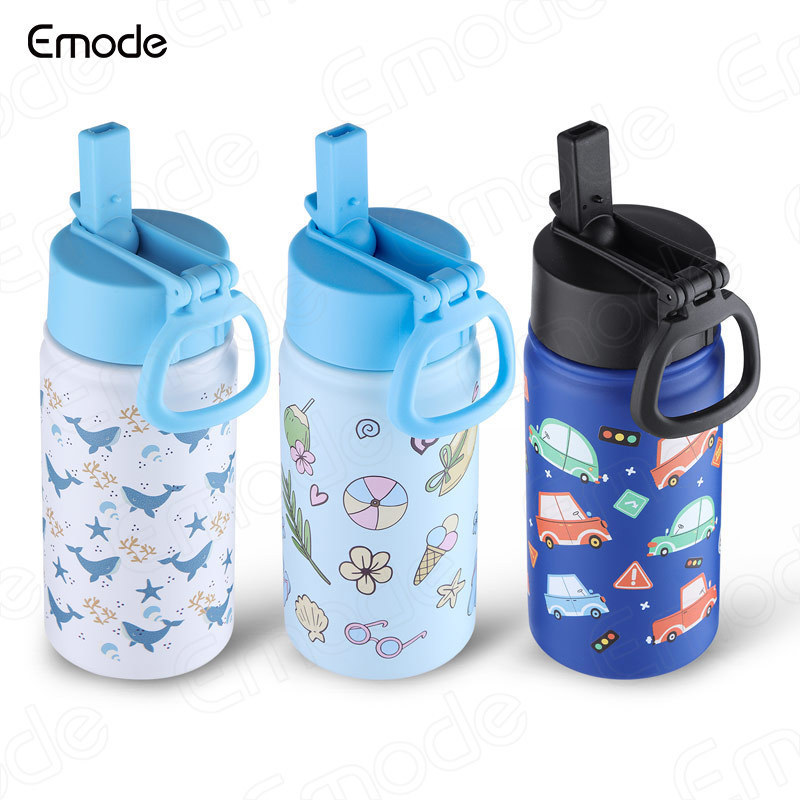 Kids Water Bottle with Straw Lid | Vacuum Insulated Stainless Steel Double Walled Tumbler Travel Cup Thermal Mug for School