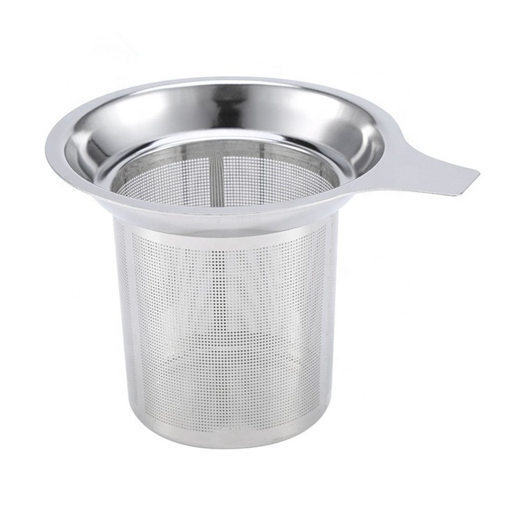 Tea Infuser Basket Stainless Steel Tea Filter With Bamboo Lid Drip Tray Tea Diffuser for Hanging on Teapots Mugs Cup