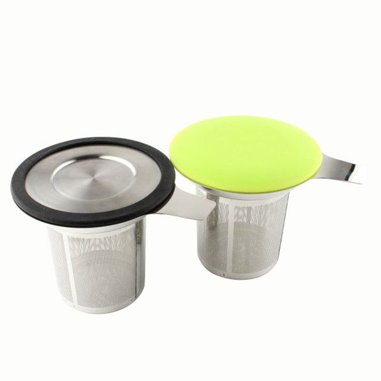 Tea Infuser Basket Stainless Steel Tea Filter With Bamboo Lid Drip Tray Tea Diffuser for Hanging on Teapots Mugs Cup