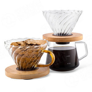 Pour Over Coffee Dripper Glass Carafe Borosilicate Glass Coffee Server Come with Glass Dripper&Stand, 20oz Coffee Pot Server Set