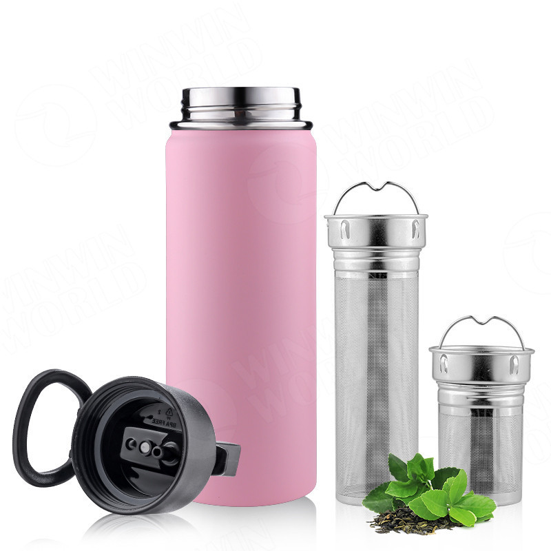 Customize Wholesale Double Wall Stainless Steel Travel Tea Infuser Water Bottle,Fruit Infused Flask With Extra Long Infuser