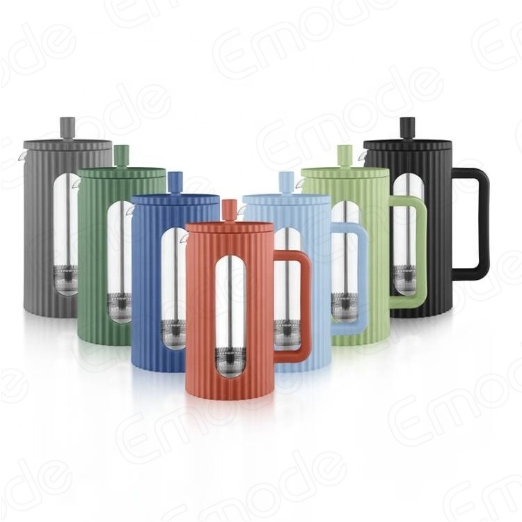 Hot Selling Ribbed Vertical Stripes Fluted Heat Resistant Borosilicate Glass Fluted French Press Coffee, Tea and Espresso Maker