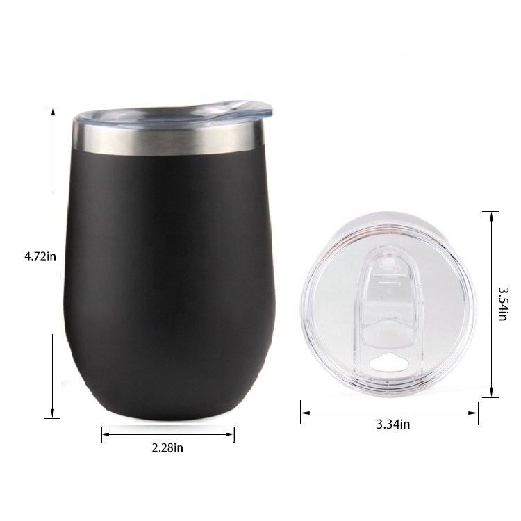 Marble Airprint Outdoor Double Wall Vacuum Insulated 12oz Stainless Steel Stemless Wine Tumbler Glasses Wine Cup with Slide Lid