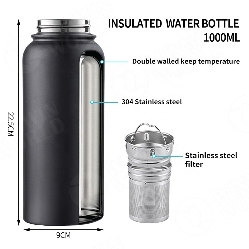 Customize Wholesale Double Wall Stainless Steel Travel Tea Infuser Water Bottle,Fruit Infused Flask With Extra Long Infuser