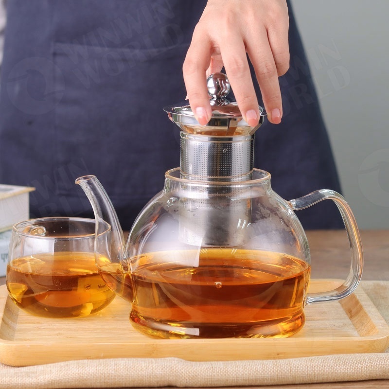 Customized Wholesale Heat Resistant Borosilicate Glass Tea Pot With Tea Infuser