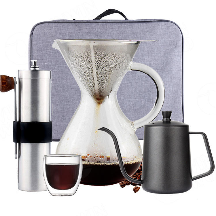 Travel Coffee Maker Custom BPA Free Glass Coffee Maker With Stainless Steel Coffee Drip Set