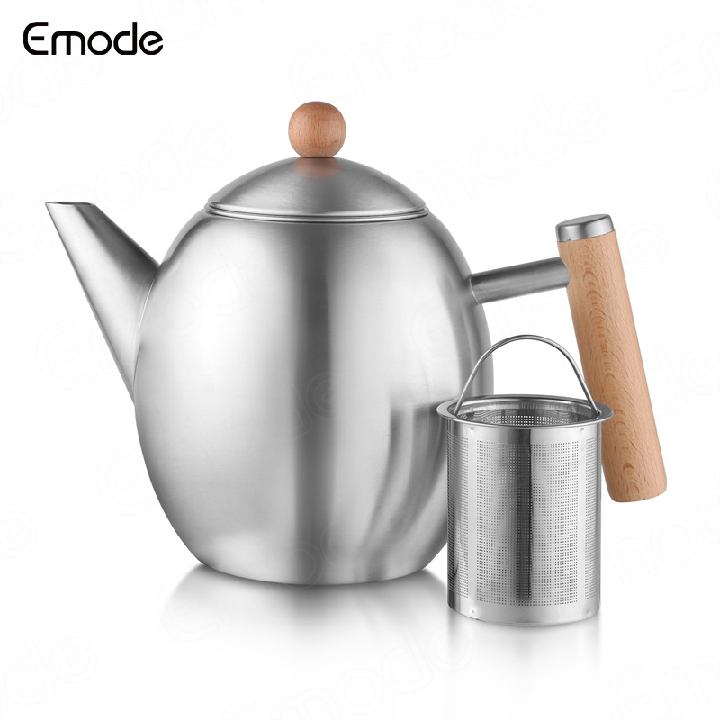 23 Novelty Portable Stainless Steel 1.0 L Teapot Water Fountain with Wooden Handle Set Luxury. Coffee Pot with Infuser Filter