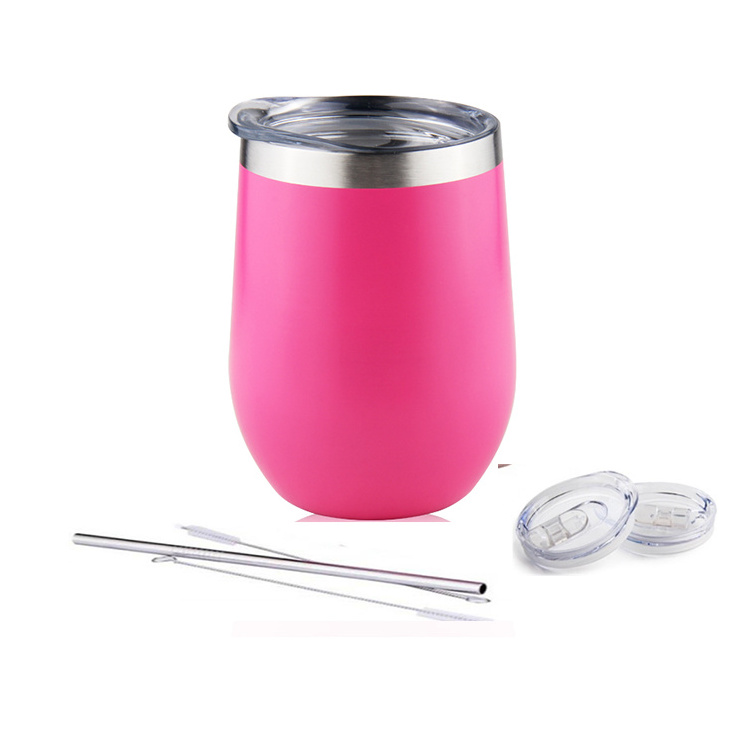 Wine accessories gift set 12OZ Stainless steel tumbler cups with straw/cleaner, Insulted Coffee Mug , BPA Free Slide lid