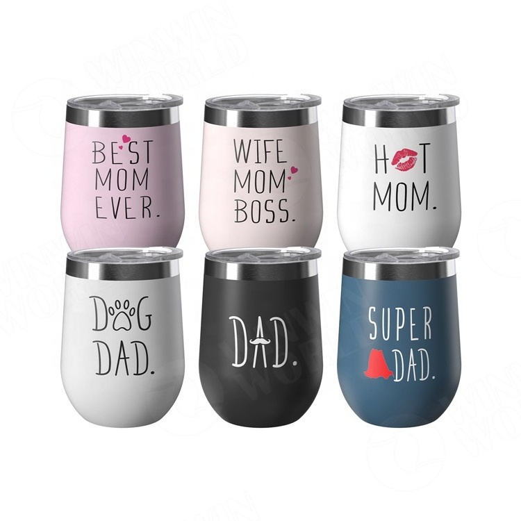 12 OZ Sublimation Blanks White Wine Tumbler Cups Stainless Steel Insulated Stemless Tumbler Sublimation Mugs,Cups