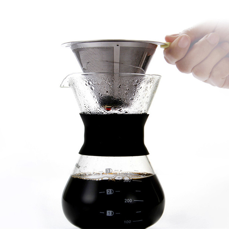 Pour Over Coffee Maker,Iced drip Coffee Maker Set with Filter,Reusable Glass Coffee Pot Manual Coffee Dripper Brewer with Sleeve