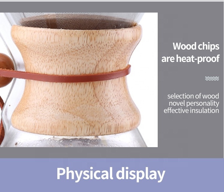 Pour Over Wood-Collar Coffee Maker with Stainless Steel Filter,Drip Coffee Maker,Coffee Dripper Brewer,for Camping,Hiking