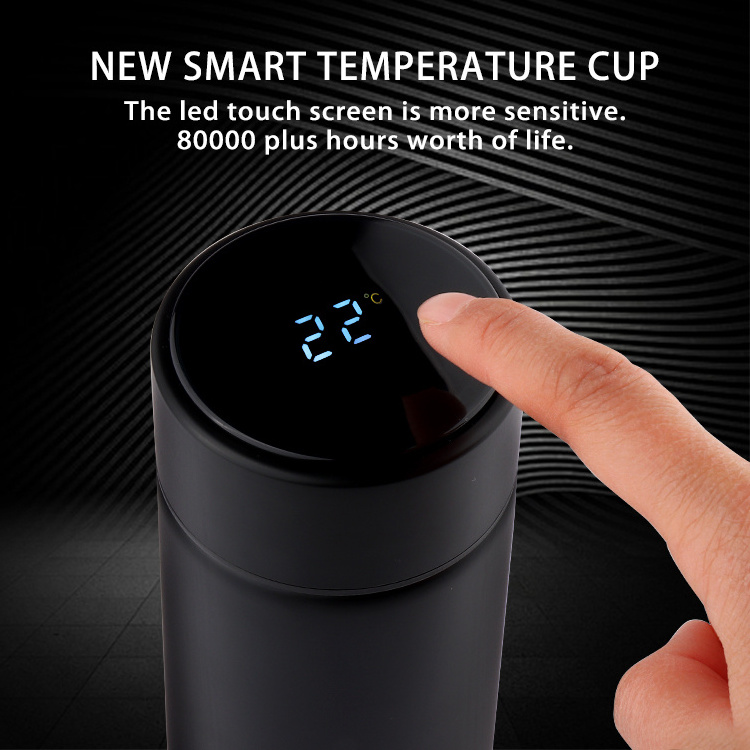 Sublimation Smart LED Insulated Flask, Stainless Steel Temperature Display Water Bottle with Tea Strainer, Travel Tumbler Cup