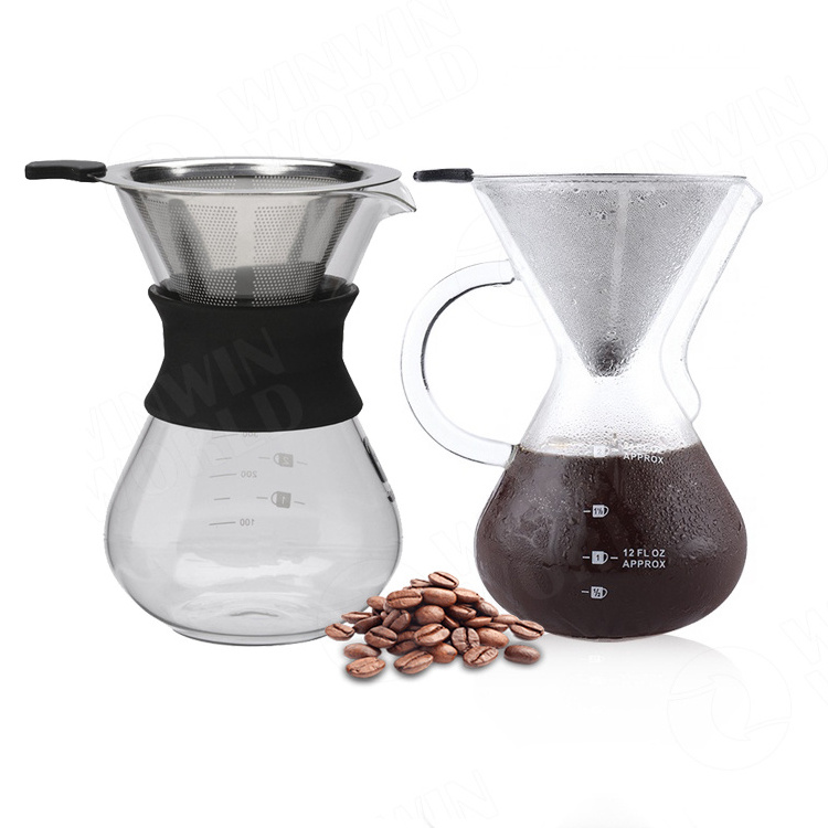 Pour Over Coffee Maker,Iced drip Coffee Maker Set with Filter,Reusable Glass Coffee Pot Manual Coffee Dripper Brewer with Sleeve