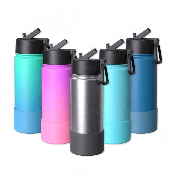 Kids Water Bottle 16 oz Stainless Steel Vacuum Insulated Wide Flask with Leakproof Spout Lid