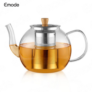 Glass Teapot with Infuser Clear Glass Tea Kettle with Removable Stainless Steel Strainer Tea Pot for Blooming Loose Leaf Tea