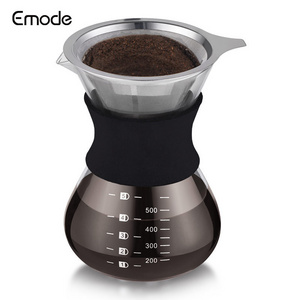 High Heat Resistant Carafe 600ml  Coffee Dripper Brewer, Pour Over Coffee Maker with Triple Layer Stainless Steel Filter