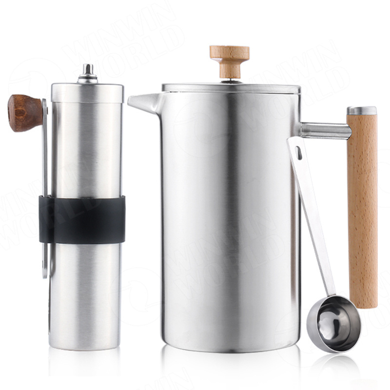 Hot selling Food Grade Coffee Plunger French Coffee Press Stainless Steel Double Wall Coffee Maker French Press