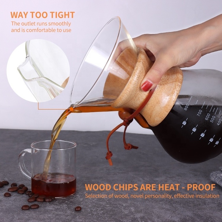 Pour Over Wood-Collar Coffee Maker with Stainless Steel Filter,Drip Coffee Maker,Coffee Dripper Brewer,for Camping,Hiking