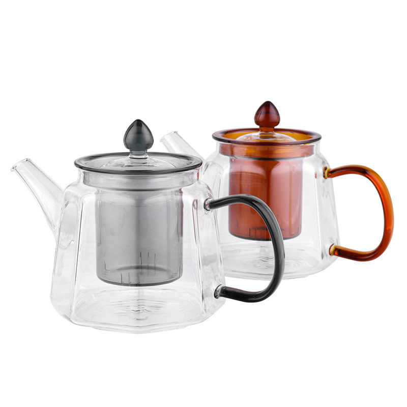 Borosilicate Glass Tea Pot Brewing Loose Leaf Green Tea Brewer Stovetop Heat Resistant Glass Teapots WIth Infuser