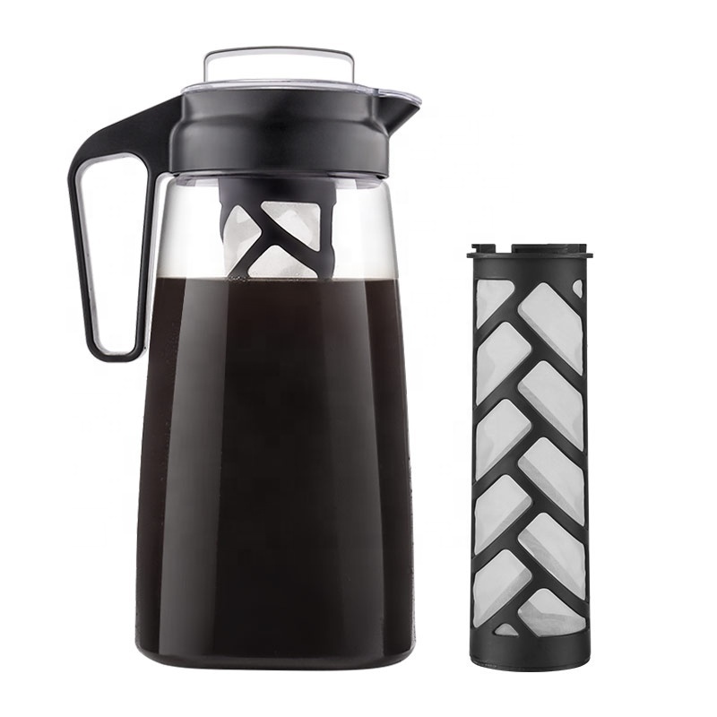 Top Selling 2L Unbreakable Leakproof Pot BPA Free Tritan Plastic Iced Pitcher Cold Brew Coffee Maker With Strainer