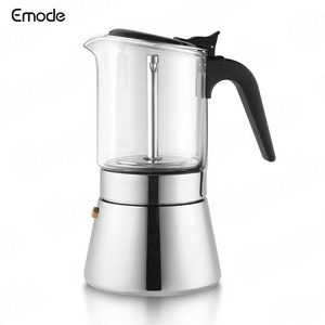 Moka Pot Induction Stovetop Espresso Maker,Borosilicate Glass & Stainless Steel Moka Pot Espresso Cup for Italian Coffee Maker