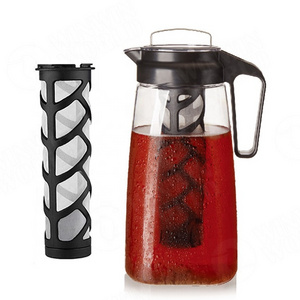 Large Tritan Infusion Pitcher  68oz - Iced Coffee & Iced Tea Pitcher with Mesh Filter - EXTRA Fruit Infusion Tube 2-Quart