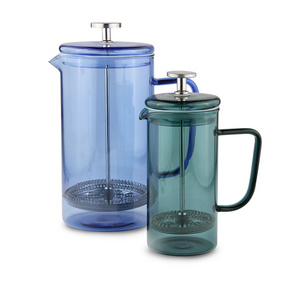 New Color Blue French Press Coffee Maker  Espresso and Tea Maker with Triple Filters, Stainless Steel Plunger