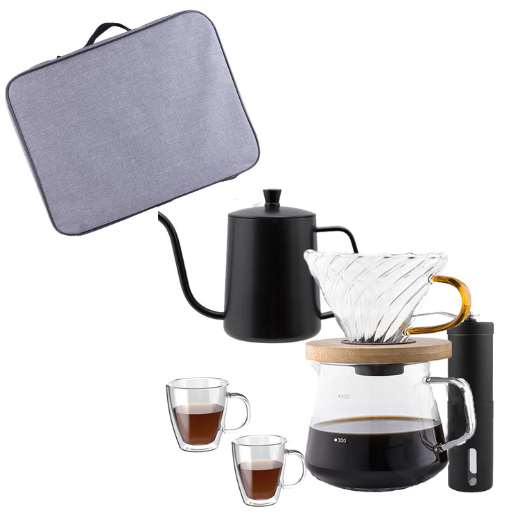 Travel Coffee Maker Custom BPA Free Glass Coffee Maker With Stainless Steel Coffee Drip Set