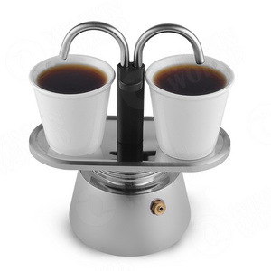 Best Quality 2 Cup Espresso Machine Dual Pipe Fountain Mini Stainless Steel Tube Moka Pot Espresso Coffee Maker