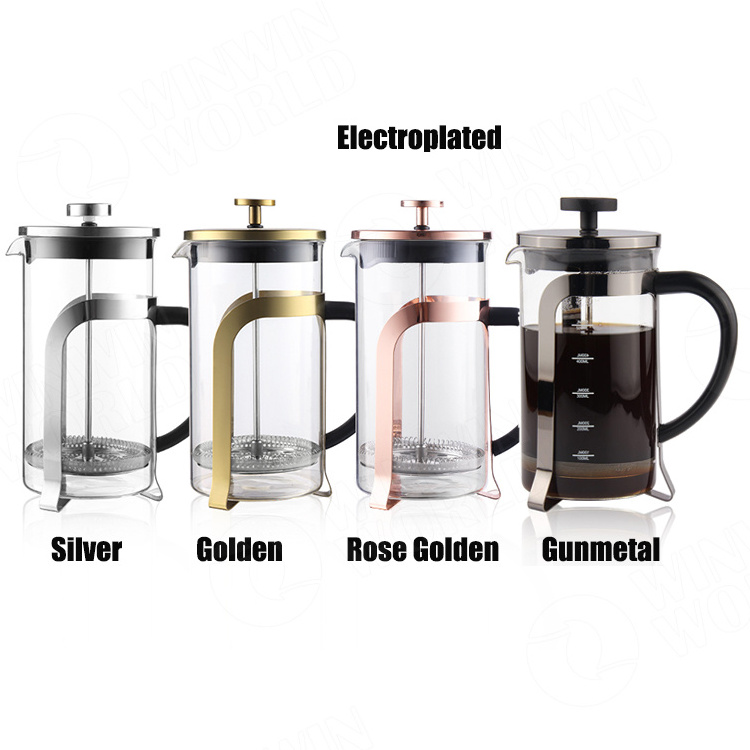 Coffee&Tea set, High Borosilicate Glass French Press Coffee Maker with Milk Frother, Household Kitchen Coffee Press With Plunger