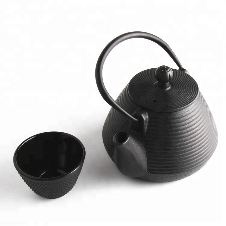 Black Cast Iron Japanese Teapot With Tea Filter,Black Classic Pot And Tea Cup With saucer