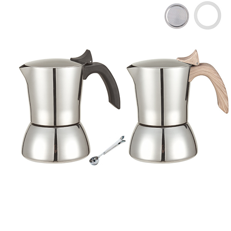 Custom 6 Espresso Cup Personalized Aluminum Stovetop Italian Brewer Percolator Set Coffee Maker Moka Pot For Camping