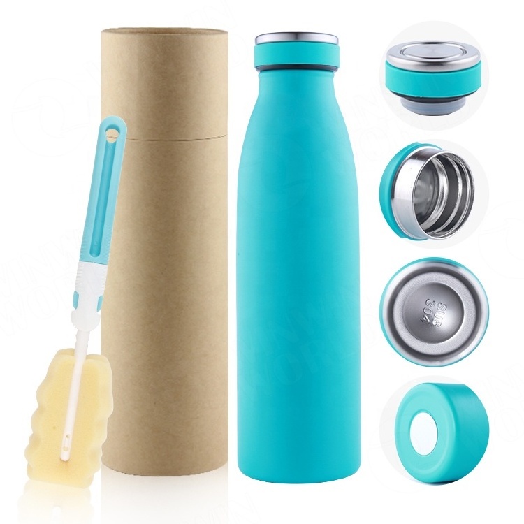 Stainless steel Milk  water bottle with ss lid  BPA-free vacuum bottle  Leakproof water bottle for bike, dog, baby, children