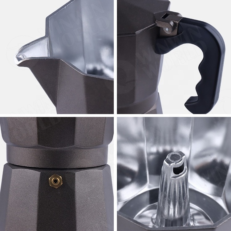 Stovetop Aluminum Espresso Coffee Maker, Moka pot aluminum Italian Espresso coffee maker coffee machine with Manual Grinder Set