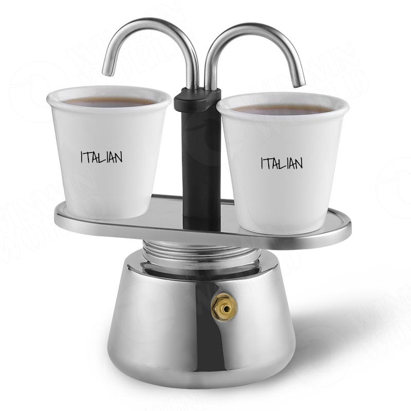 Outdoor Italian Mini 2 cups Portable  Espresso Coffee maker, Fountain Stovetop Stainless Steel Espresso Percolator Coffee Maker