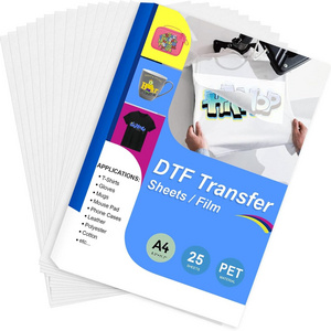 Wholesale  high quality DTF Transfer Film  A4(8.3" x 11.7") 25 Sheets Double Use with Adhesive Direct to Film Transfer Powder an