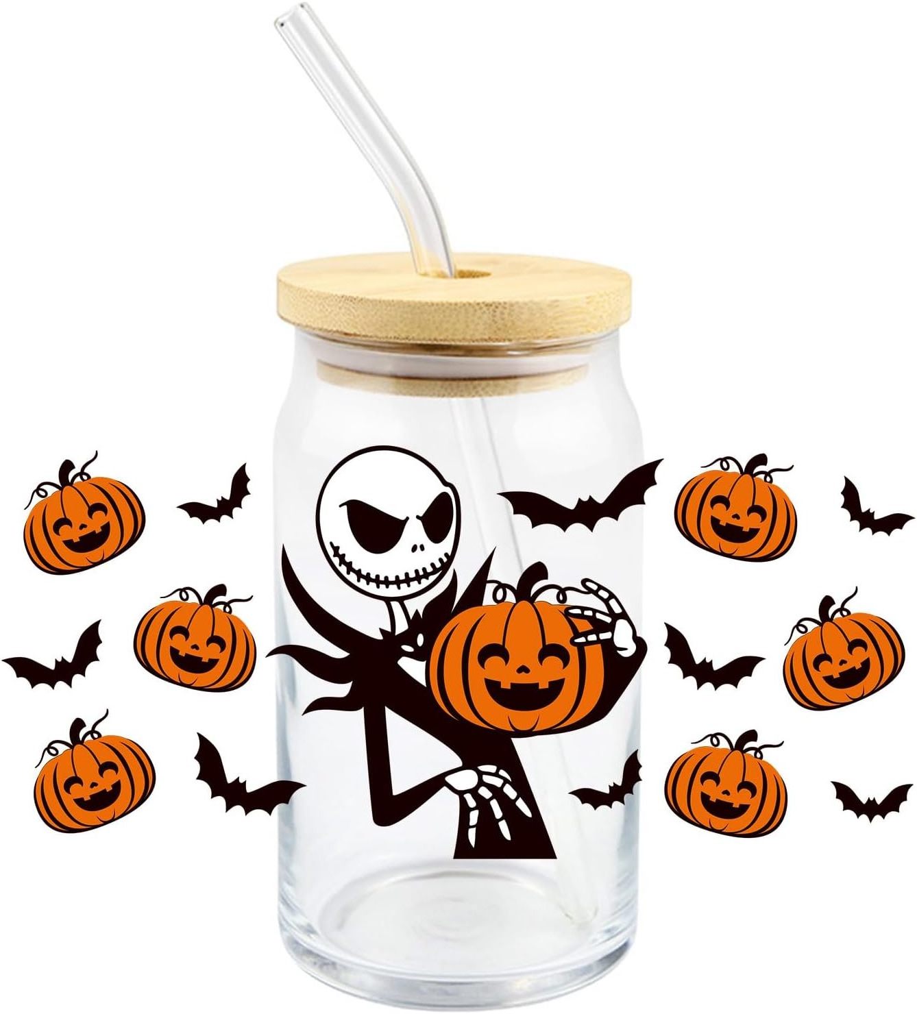 for Crafts DecalsHalloween 3D UV DTF Transfer Sticker for 16oz Libbey Glass Waterproof Cup Wraps Sticker