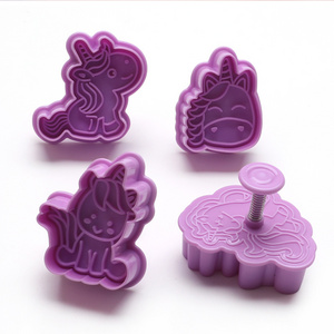 4pcs/ Set Animal Shape Fondant Plunger Cutter Plastic Cake Decor Tool Cookie Cutter