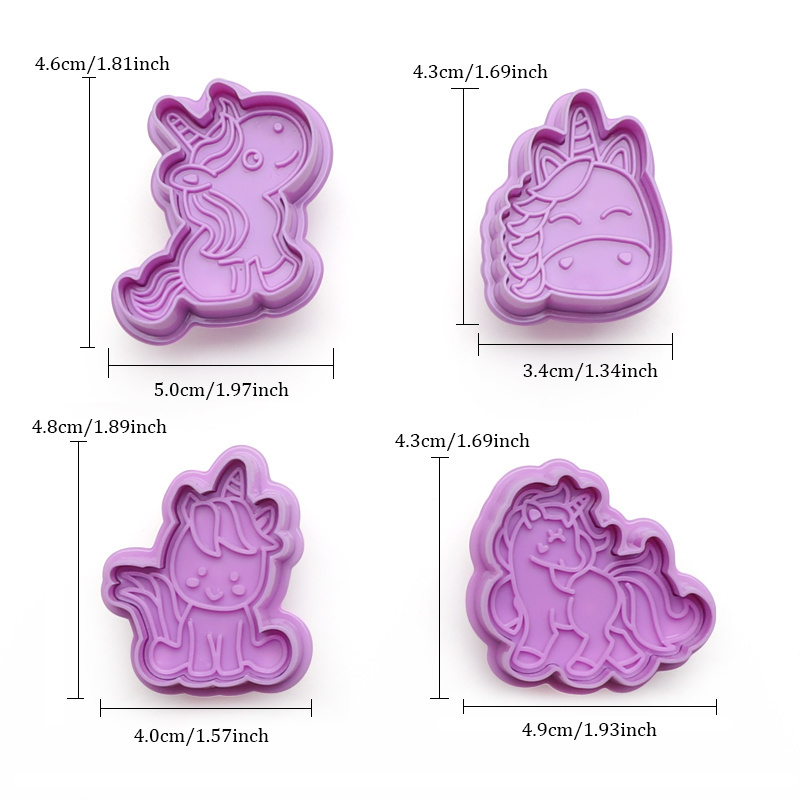 4pcs/ Set Animal Shape Fondant Plunger Cutter Plastic Cake Decor Tool Cookie Cutter